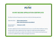 View PLYNT Certificate