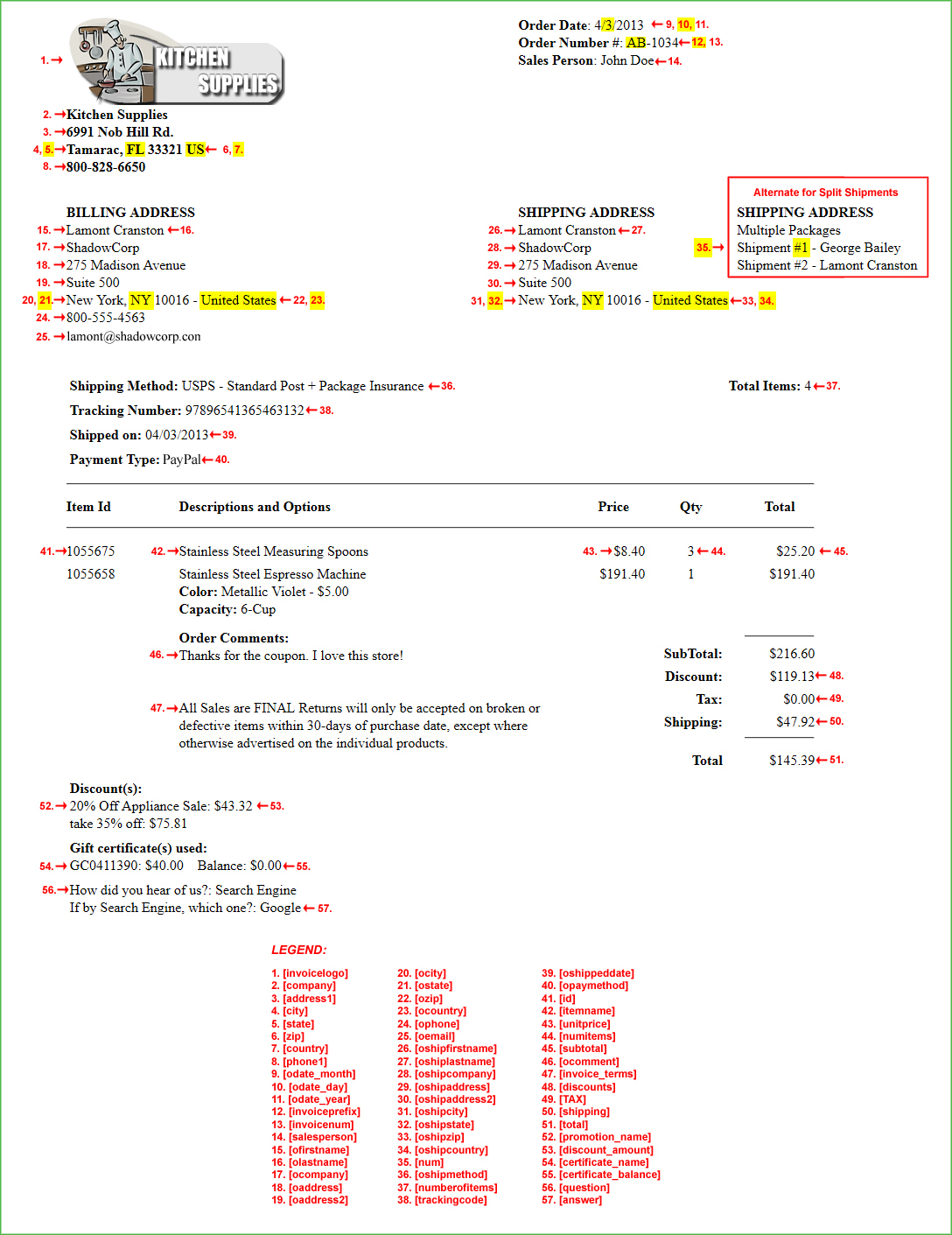 Screenshot of the invoice_print.html Template