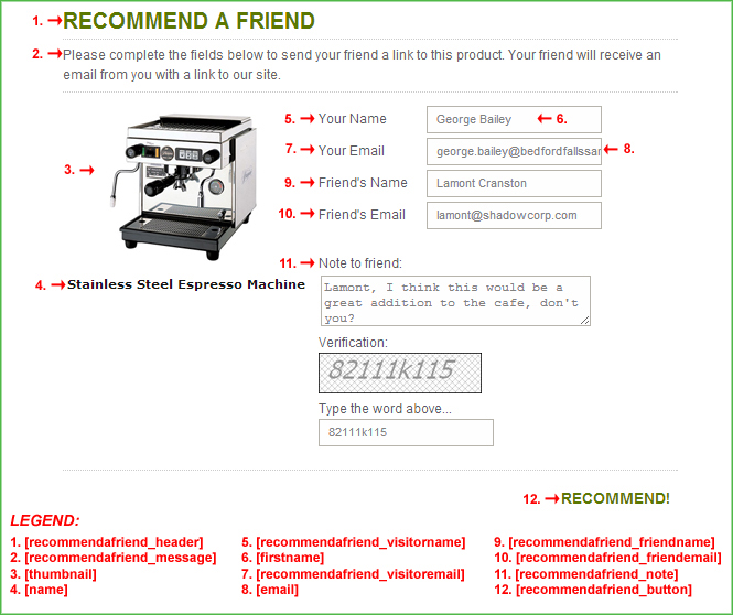 Screenshot of the recommendafriend.html Template