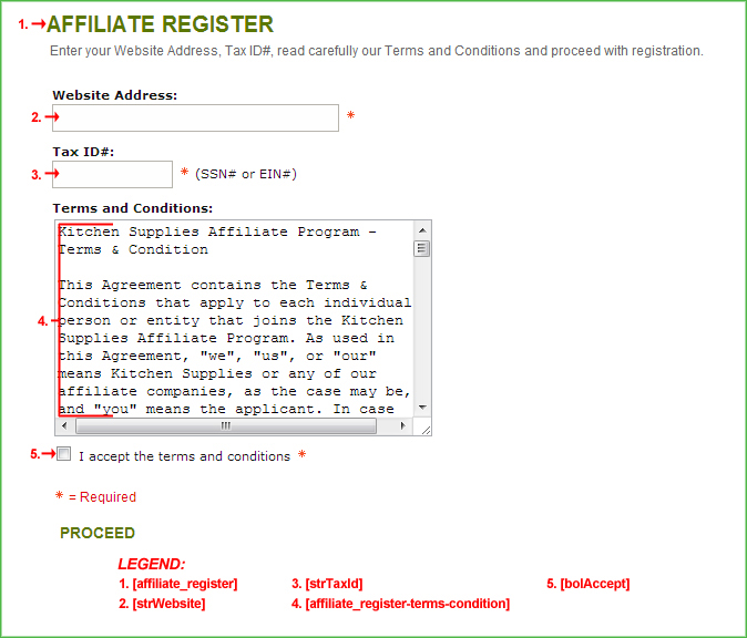 Screenshot of the register_affiliate.html Template